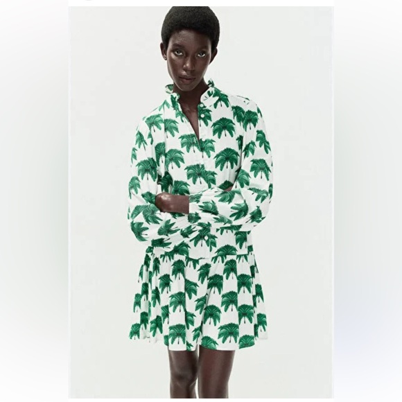 NWT H&M Tropical Ruffle Collar Dress Size M - Picture 7 of 14